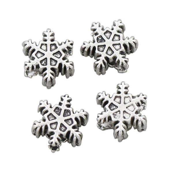 

alloy snowflake star big hole beads christmas gift antique silver fit european bracelets jewelry diy l1349 12x14mm 80pcs/lot, Black