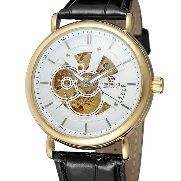 

wristwatches 2021 men golden mechanical private label watch forsining casual skeleton automatic wrist watches leather strap, Slivery;brown