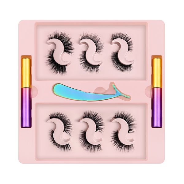 

premium thick natural 6 pairs magnetic false eyelash set soft & light handmade reusable 3d fake lashes glue-with magnet liquid eyeliner + tw