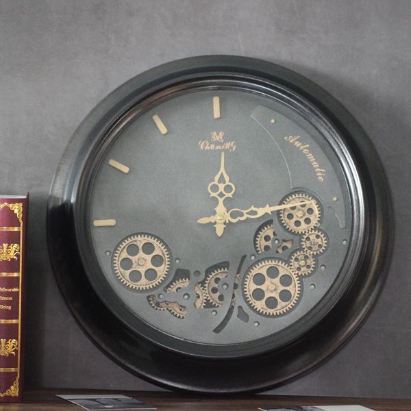 

european large wall clock living room metal watches home decor mute glass vintage mechanism village clocks gift