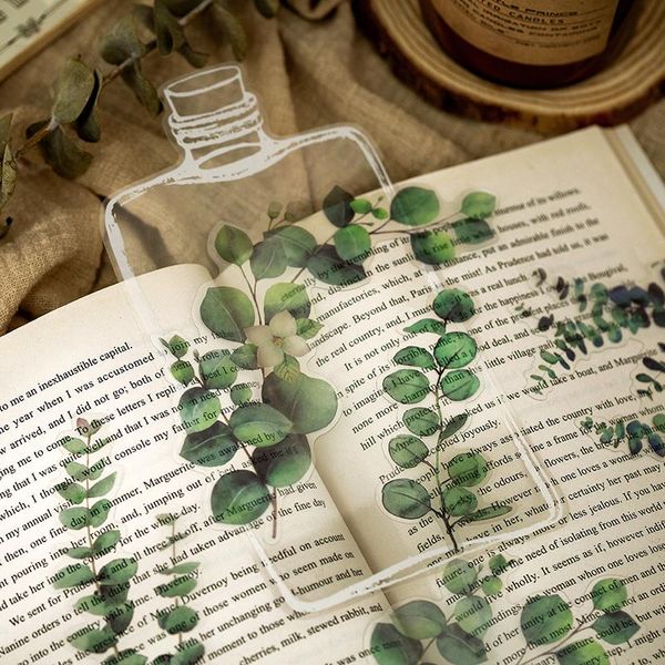 

gift wrap vintage flowers eucalyptus leaves bottle pet sticker package diy diary junk journal decoration scrapbooking