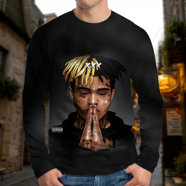 

men's european and prayer 3d t-shirt party street wear round neck long sleeve xl printed daily top, White;black