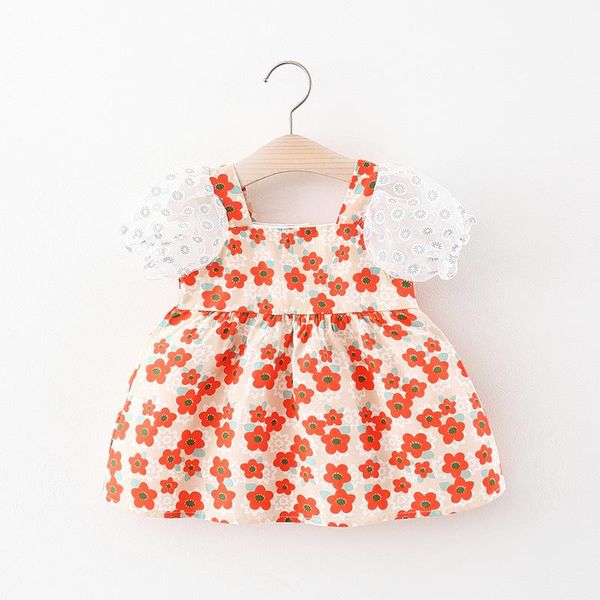 

(5 pieces/lot) 2021 arrival girl's summer dress 050415 dresses, Red;yellow
