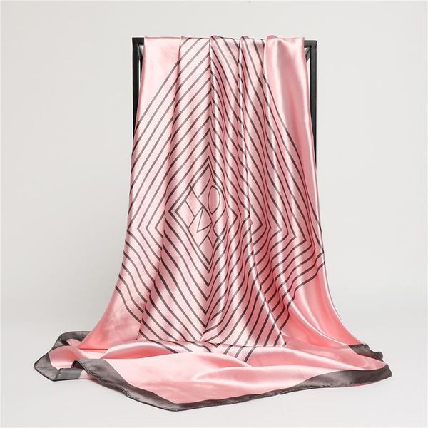 

scarves popural solid/striped square scarf for women neckerchief hairband bag hijab wrap muslim headscarves shawl bandana 90cm*90cm, Blue;gray