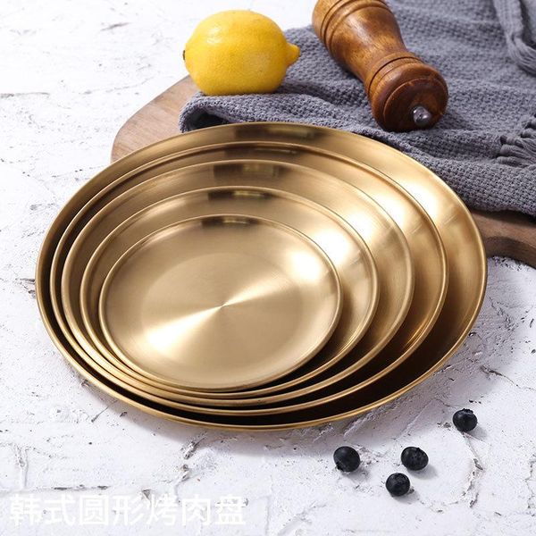

dishes & plates 14/17/20/23/26cm stainless steel dining plate round for cake vegetables fruits snack western steak jewelry tray
