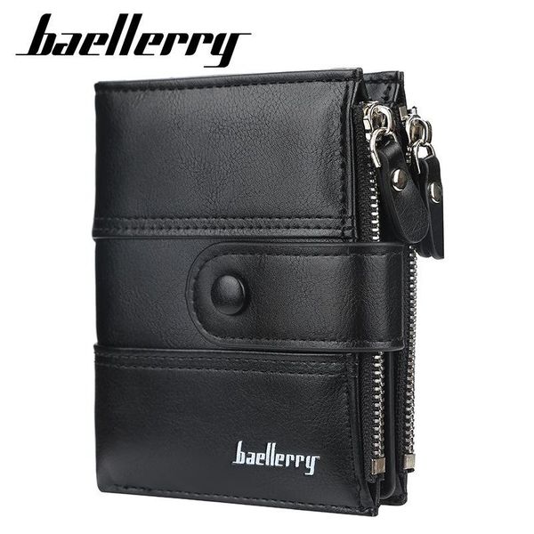 

baellerry men wallets double zipper card holder male purse vintage coin, Red;black