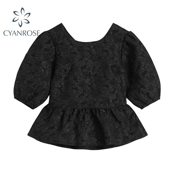 

ackless bownot bandage blouses for ladies crewneck half sleeve elegant rok vintage shirts summer floral print blusas 210515, White