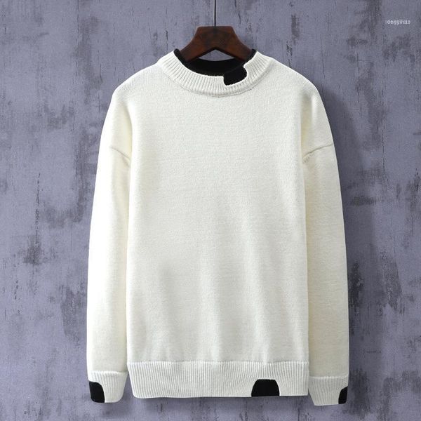 

men's sweaters 2021 winter plus size super loose styles men knitted cotton fake two pullover big autumn casual sweater1, White;black