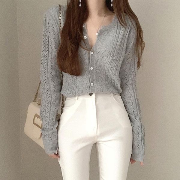 

women's knits & tees thin cardigan sweater women's 2021 spring and autumn casual long sleeve, White