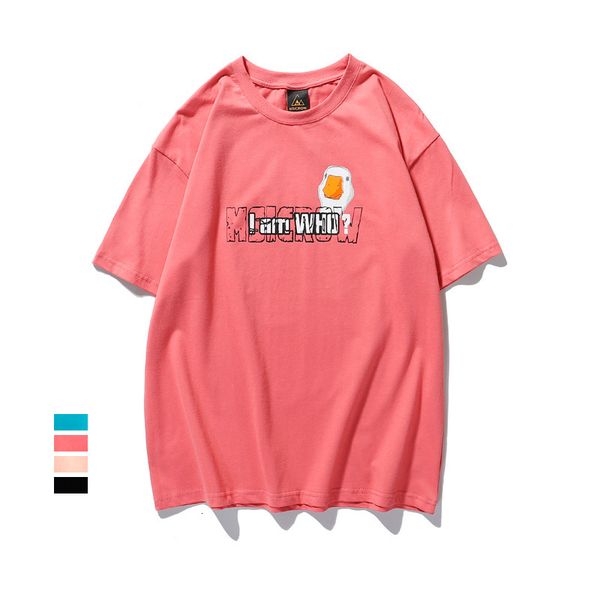 

cartoon duck leisure short sleeve spring summer youth men's and women's same cotton t-shirt simple round neck tee, White;black