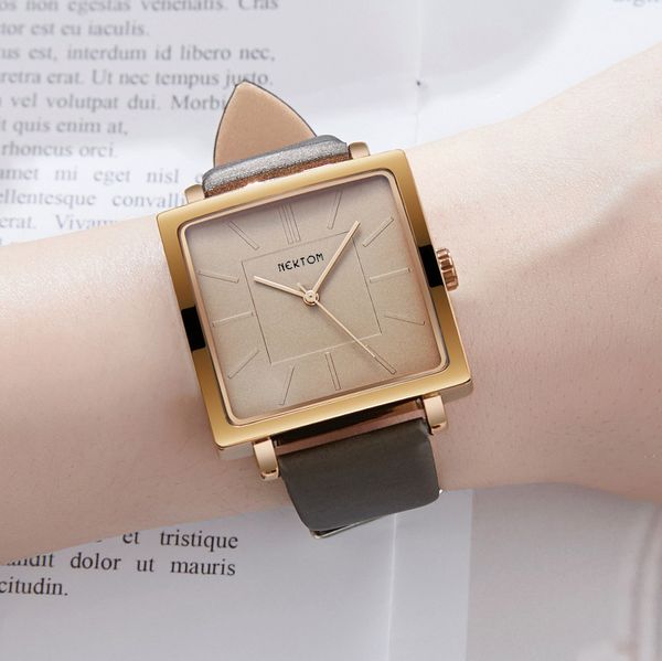 

watch women's new belt quartz watch waterproof high-end trend, Slivery;brown