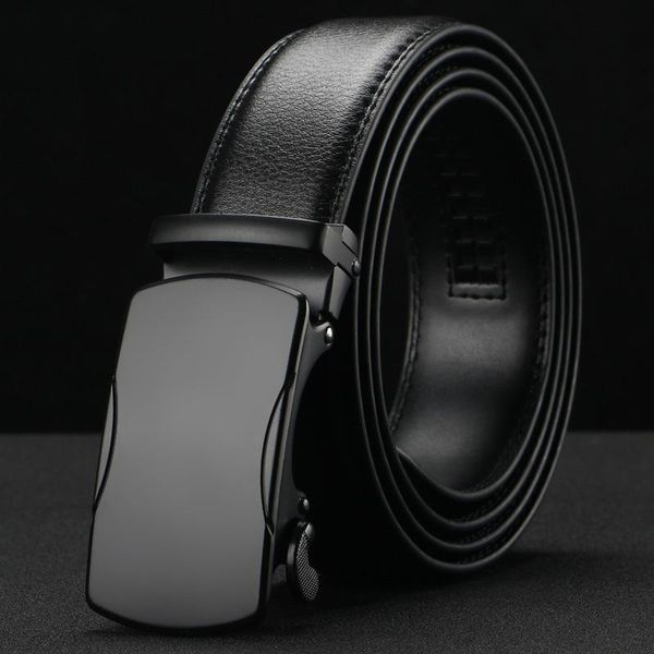 

belts peikon male genuine leather strap 2021 for men thin belt automatic buckle black cummerbunds, Black;brown