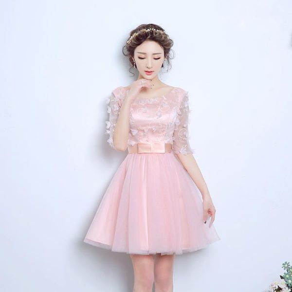 

party dresses 2021 arrival evening with half sleeves elegant bride gown short ball prom homecoming/graduation formal dress, White;black