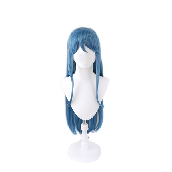 

game danganronpa cosplay maizono sayaka wig maizono sayaka 80cm blue long synthetic hair costume role play wigs, Black