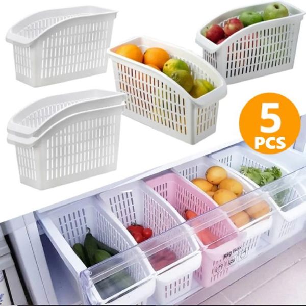

refrigerator organizer basket large size - 5 pieces storage bottles & jars