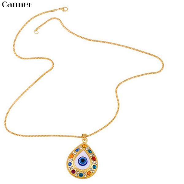 

pendant necklaces wholesale fashion women's alloy fatima hand necklace turkey blue eyes inlaid zircon sweater chain jewelry gift for wo, Silver