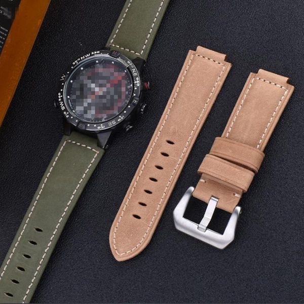 

watch bands 24mmx16mm for t2n720 721 739 matte cowhide leather strap, Black;brown