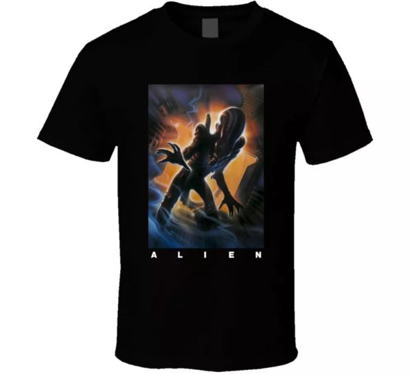 

alien sci fi movie classic cult horror fan t shirt, White;black