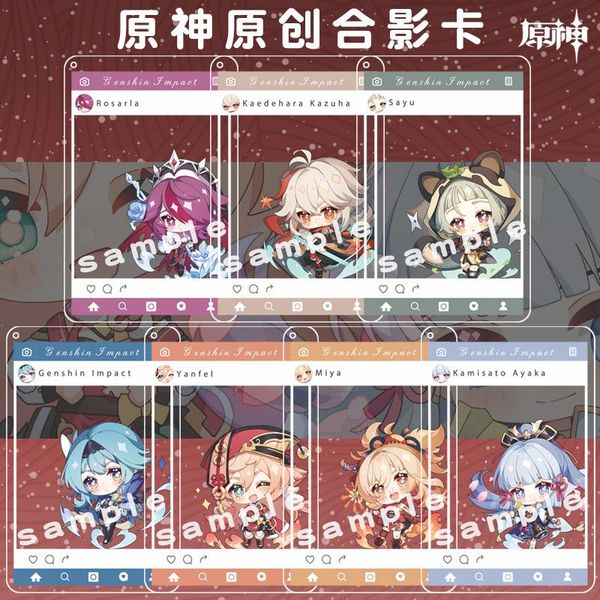 

keychains genshin impact yoimiya ayaka 2021 role abs student id bus bank card holder keychain case cover box decor cosplay gift, Silver
