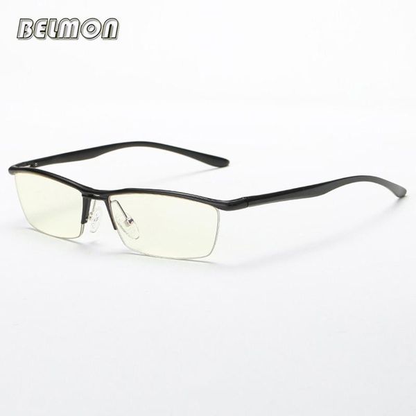 

fashion sunglasses frames anti-blue rays spectacle frame men eyeglasses computer gaming goggles eye glasses clear lens half for male eyewear, Black