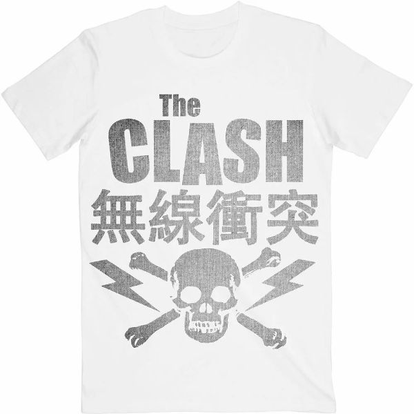 

white the clash skull & crossbones licensed men t-shirt, White;black