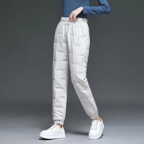 

women's pants & capris ladies down cotton trousers high waist embroidered oversized thicken bloomers for women winter fashion casual wa, Black;white