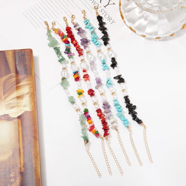 

bohemian colorful beads gravel choker necklace natural stone handmade beaded necklace for women fashion collar jewelry girl gift, Golden;silver