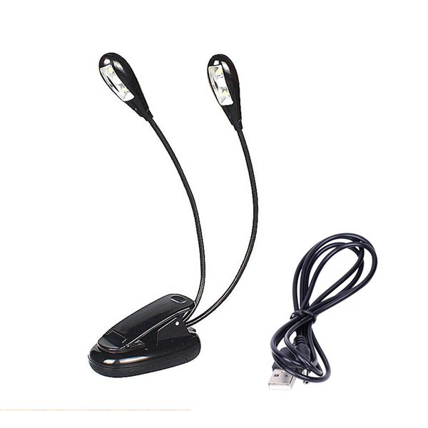 

led book light double head clip music stand lamp usb or 3a battery operated reading table lighting perfect for piano player kids travel
