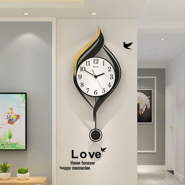 

wall clocks nordic creative clock art large pendulum silent modern design living room reloj de pared home decoration ag60wc