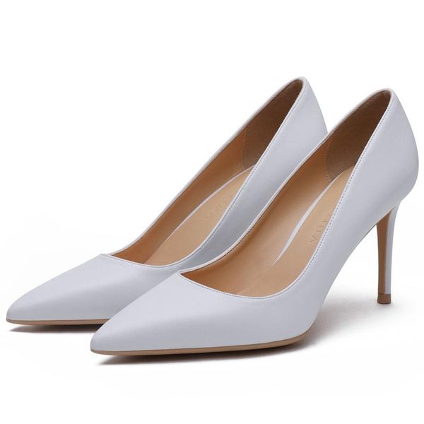 

dress shoes real leather women pumps thin high heel work woman poined toe spring autumn ladies large size f0051, Black