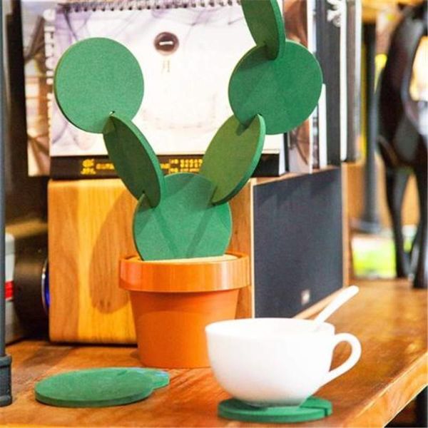 

mats & pads novelty 6 piece table mat for cup flower cactus shaped drinks coasters holder decoration