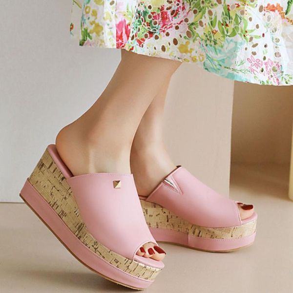 

sandals 2021 for dropship open toe platform summer leisure wedges shoes woman big size 43, Black
