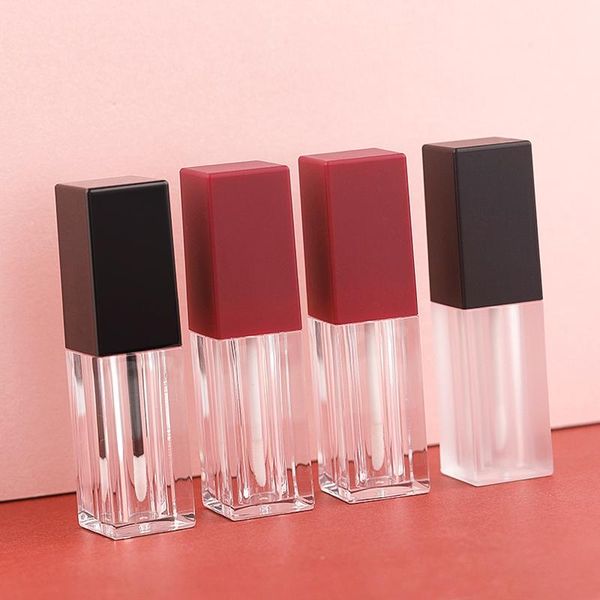 

storage bottles & jars 10/30/50pcs black square plastic lip gloss bottle, empty clear lipgloss tube with rose gold cap,pink beauty oil packi
