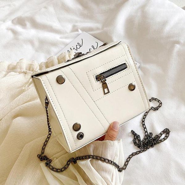 

designer chain bags women clothing shoulder rivet box messenger bag leather luxury handbags bolsa feminina bolsos mujer
