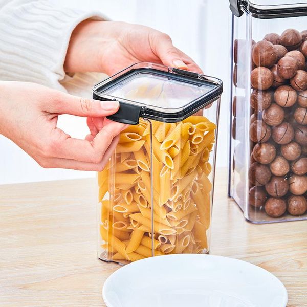 

sealed jar transparent plastic household restaurant kitchen spice tea snack grade nut storage grain box bottles & jars