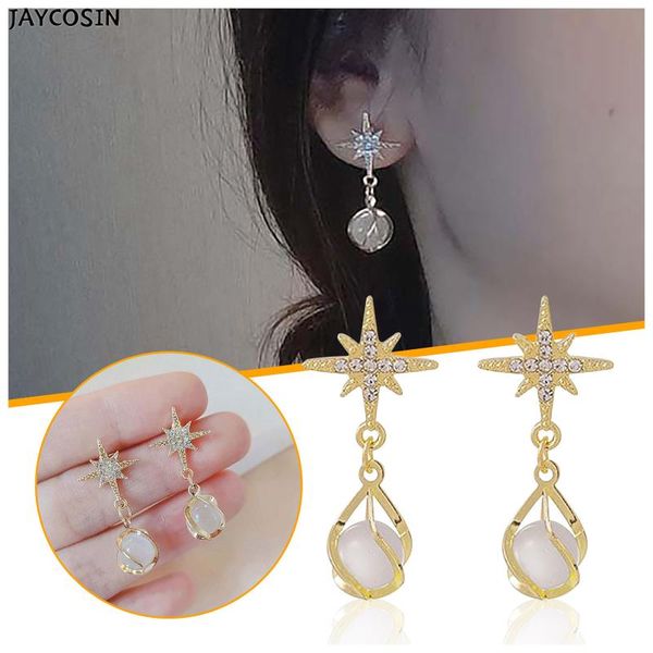 

chains vintage exquisite lady's earrings, opal diamond and star earrings statement hand metal fashion dangle earring jewelry, Silver