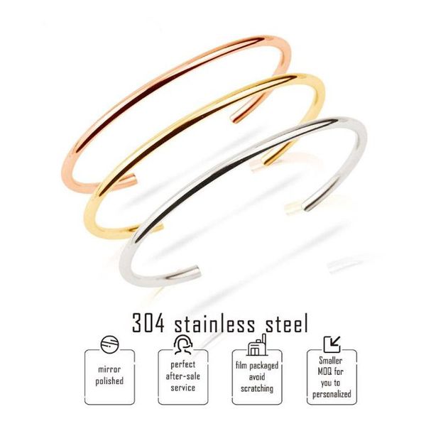

basic manchette gold color stainless steel bangle for women and men bracelets bangles pulseiras, Black