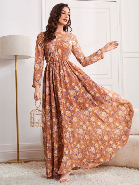 

allover floral print dress d8uz#, Black;gray