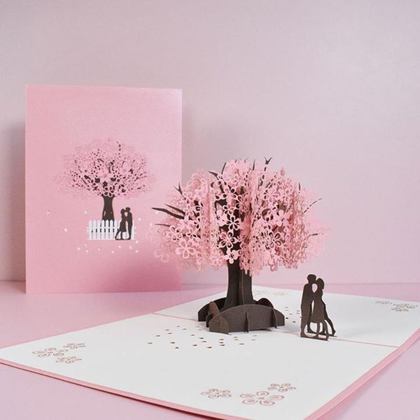 

valentines day 3d blossom -up card cherry greeting christmas wedding birthday anniversary cards