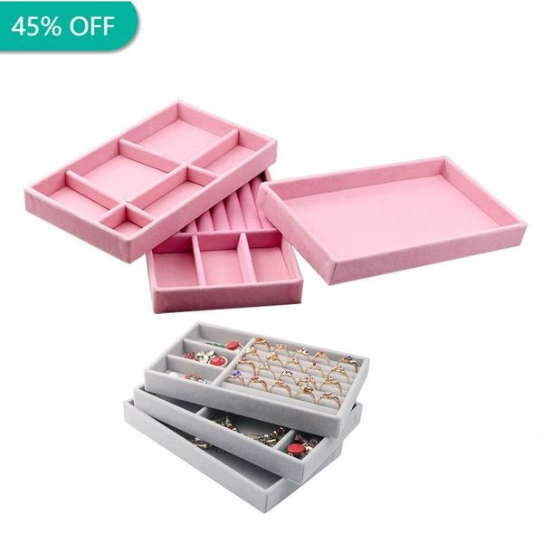 

hooks & rails fashion velvet jewelry storage tray, multifunctional non-slip box, ring, bracelet, gift display cabinet