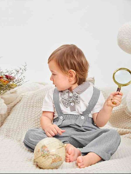 

baby pinstriped overall jumpsuit without she, Blue