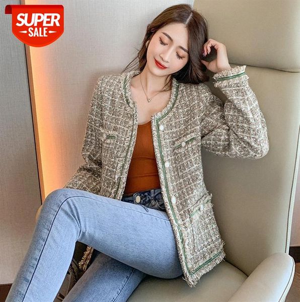 

xiaoxiang celebrity style jacket girl korean loose fashion all-match tweed cardigan trend #7t7e, Black;gray
