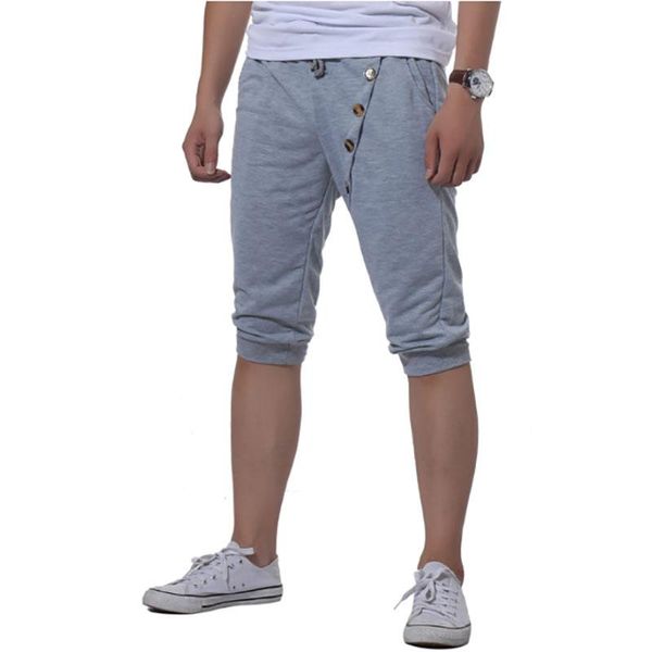 

summer men's fashion shorts front skew button design casual, White;black