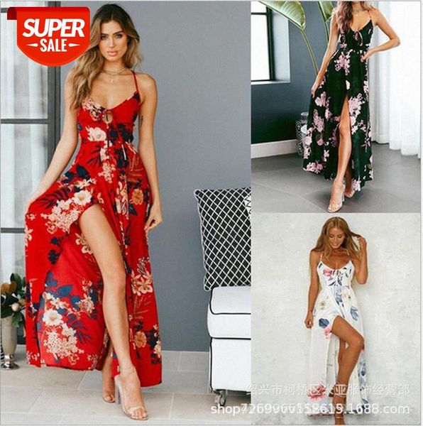 

european and american women's printed long skirt dress #d039, Black