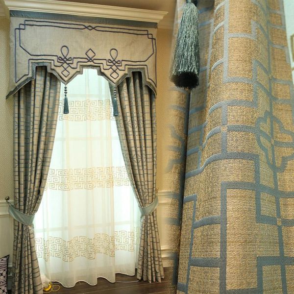 

curtain & drapes custom curtains american modern high-grade chenille bedroom simple cashmere blue cloth blackout tulle drape