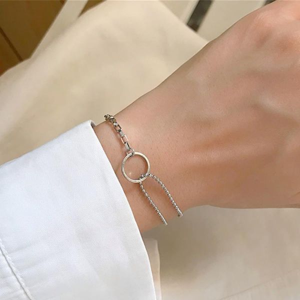 

charm bracelets special aesthetic bracelet gifts for women simple hollow round hand chain tassels gold jewelry vintage adjustable, Golden;silver
