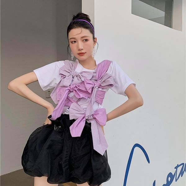 

women's t-shirt desinger bow short sleeve tees summer crewneck white pink funny t shirt trend fashion women korean style f89w