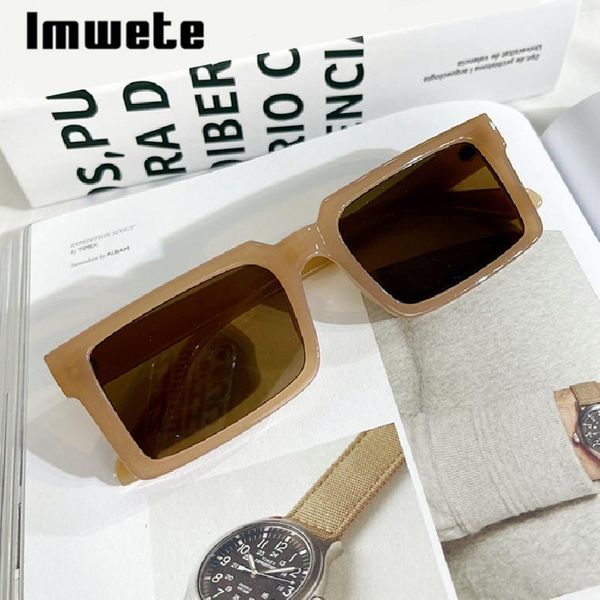 

sunglasses imwete square small men's luxury design glasses frames ladies brand women sun travel eyewear goggle mirror, White;black