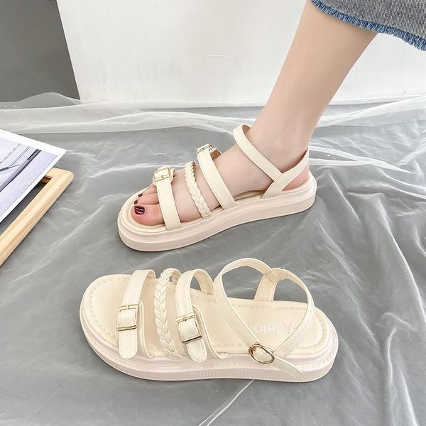

sandals flat sandal shoe women's summer heels suit female beige all-match med without girls black fashion comfort medium rome b mbhu