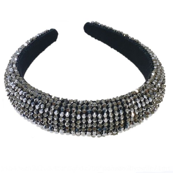 

xnnk high grade baroque headbands beaded sponge bandaccessories hairband simple crystal wide band fashion handmade beaded hair accessories, Silver